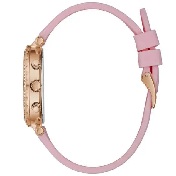 Guess Women’s Quartz Pink Silicone Strap Silver Dial 37mm Watch GW0113L4