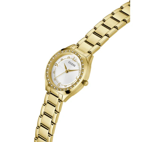 Guess Women’s Quartz Gold Stainless Steel White Dial 30mm Watch GW0767L2