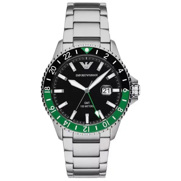 Emporio Armani Men’s Quartz Silver Stainless Steel Black Dial 42mm Watch AR11589