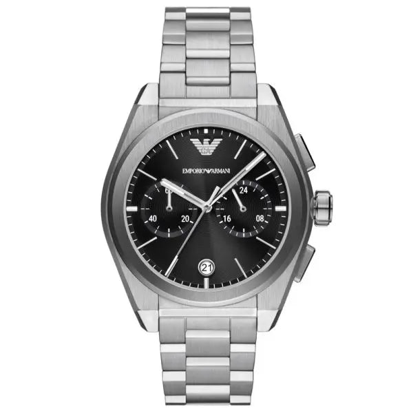 Emporio Armani Men’s Quartz Silver Stainless Steel Black Dial 43mm Watch AR11560