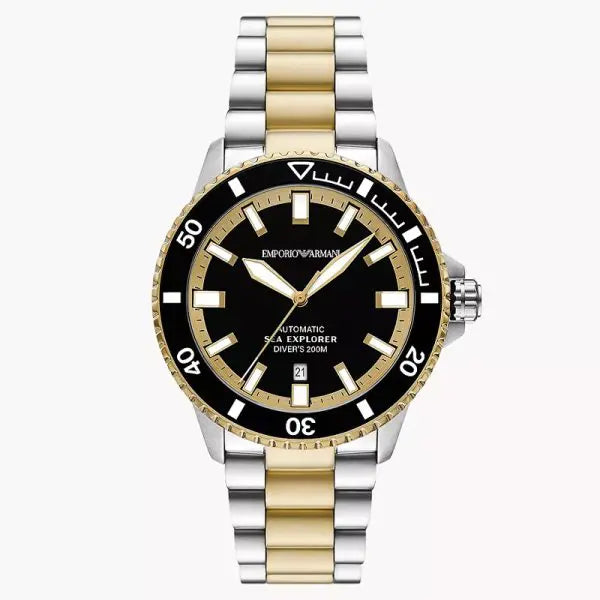 Emporio Armani Men’s Automatic Two-Tone Stainless Steel Black Dial 42mm Watch AR60089