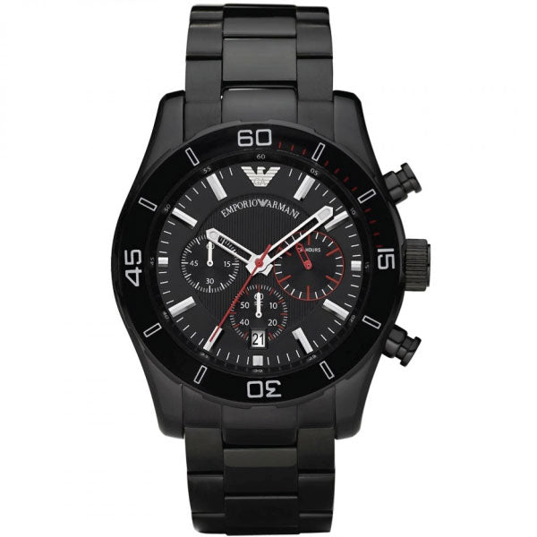 Emporio Armani Men’s Chronograph Stainless Steel Black Dial 44mm Watch AR5931