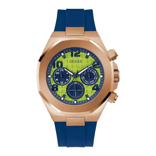 Guess Men’s Quartz Blue Silicone Strap Light Green Dial 46mm Watch GW0583G3
