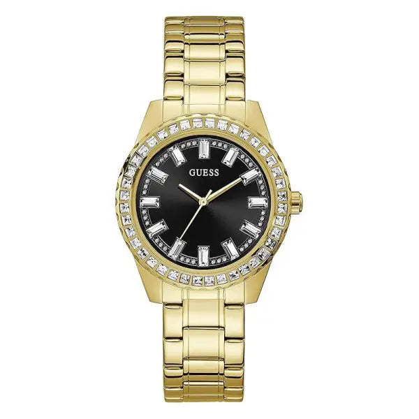 Guess Women’s Quartz Gold Stainless Steel Black Dial 38mm Watch GW0111L2