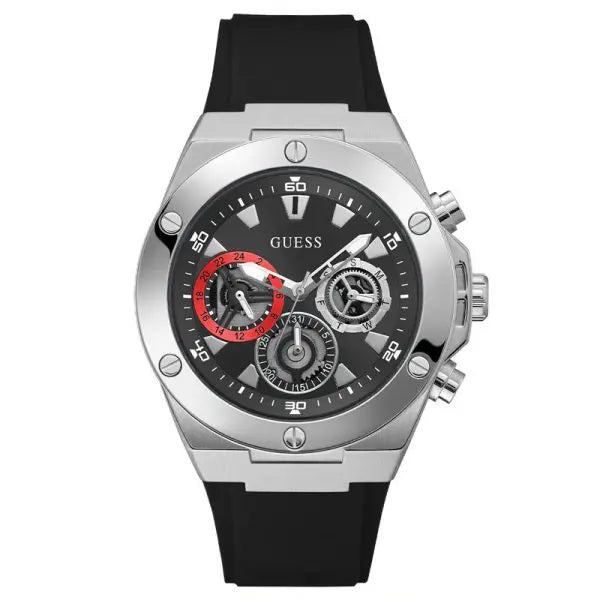 Guess Men’s Quartz Black Silicone Strap Black Dial 46mm Watch GW0417G3