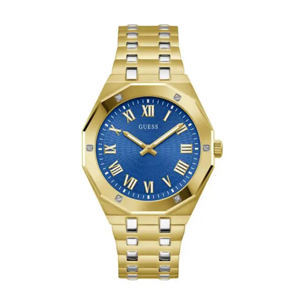 Guess Men’s Quartz Two Tone Stainless Steel Blue Dial 43mm Watch GW0575G6