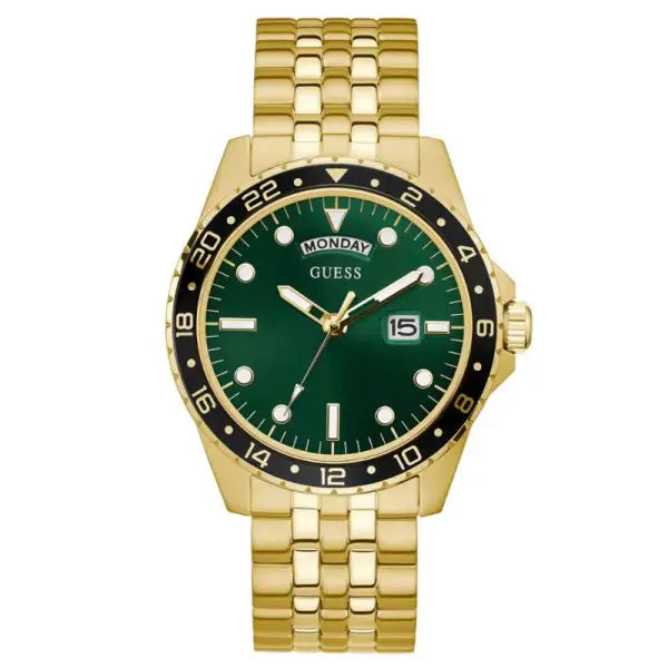 Guess Men’s Quartz Gold Stainless Steel Green Dial 44mm Watch GW0220G2
