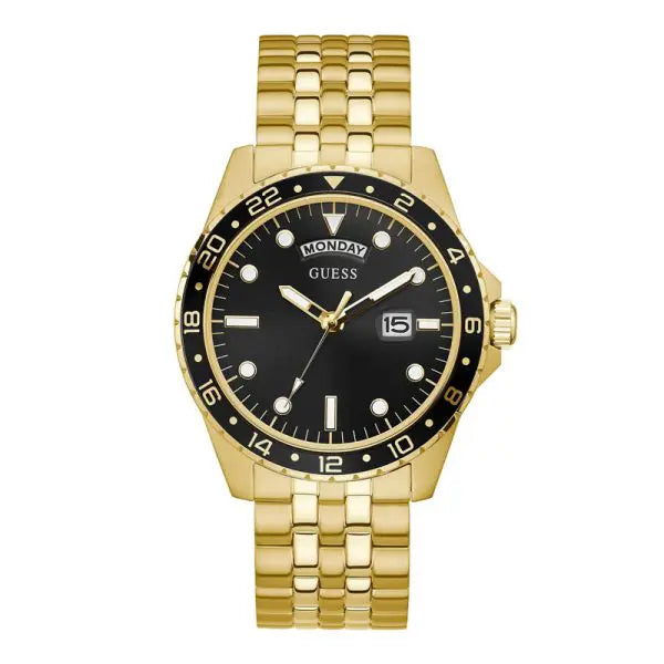Guess Men’s Quartz Gold Stainless Steel Black Dial 44mm Watch GW0220G4