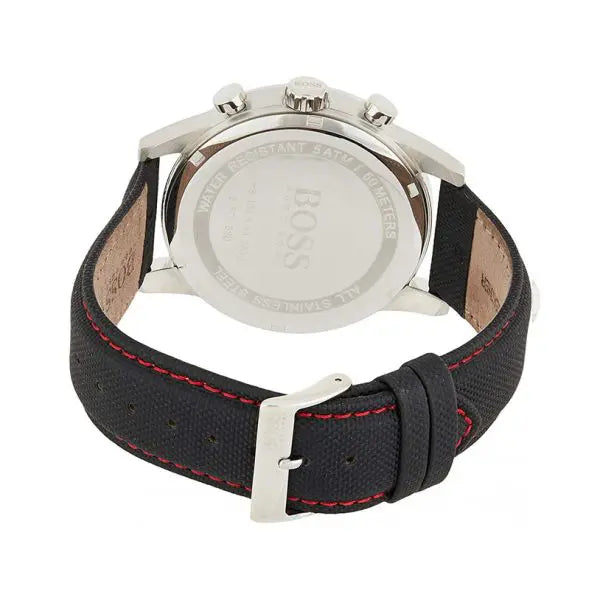 Hugo Boss Men’s Quartz Black Leather Strap Black Dial 44mm Watch 1513535