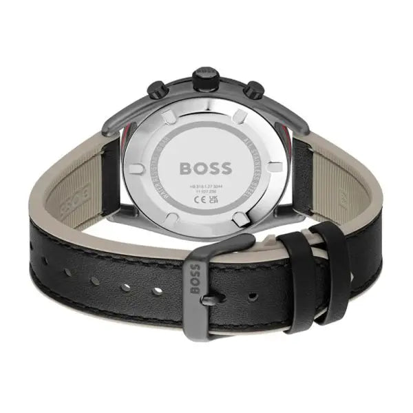 Hugo Boss Men’s Quartz Black Hybrid Strap Brass Color Dial 44mm Watch 1514024
