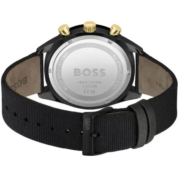 Hugo Boss Men’s Chronograph Quartz Black Nylon Strap Black Dial 44mm Watch 1513935
