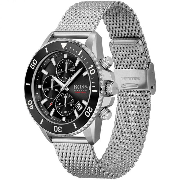 Hugo Boss Men’s Quartz Silver Stainless Steel Black Dial 45mm Watch 1513904