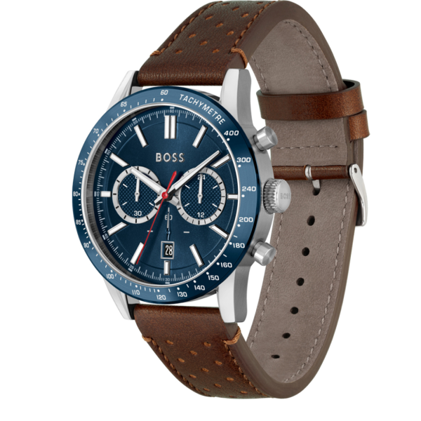 Hugo Boss Men’s Quartz Brown Leather Strap Blue Dial 44mm Watch 1513921