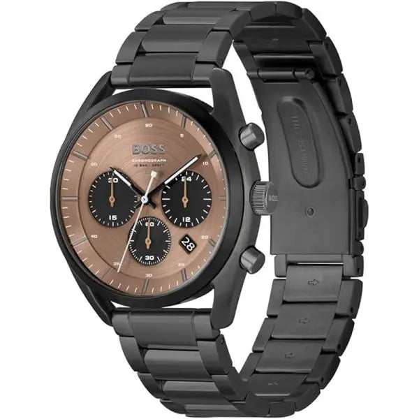Hugo Boss Men’s Chronograph Quartz Black Stainless Steel Brown Dial 44mm Watch 1514095