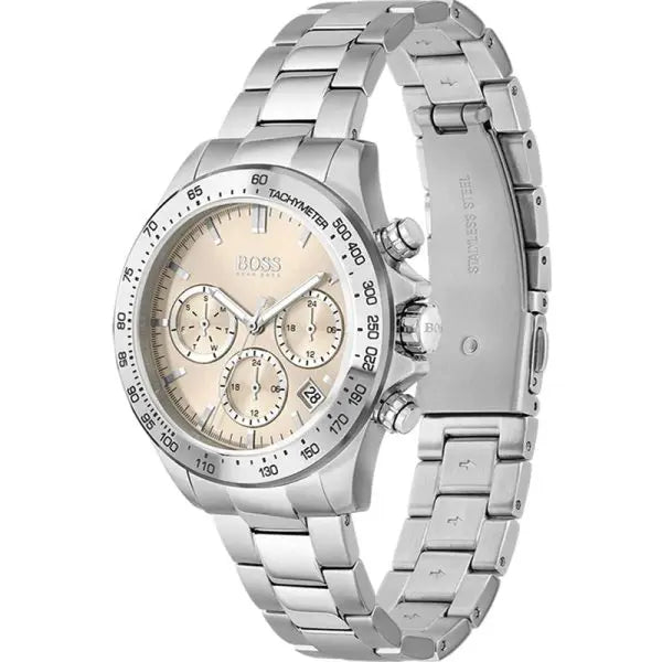 Hugo Boss Women’s Chronograph Quartz Silver Stainless Steel Beige Dial 38mm Watch 1502615