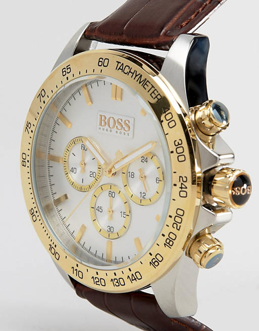 HUGO BOSS Men’s Quartz Leather Strap White Dial 44mm Watch 1513174