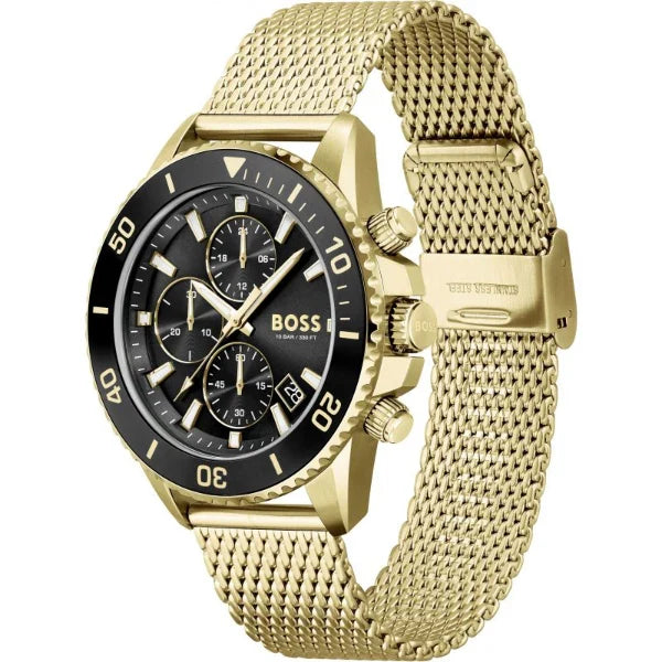 Hugo Boss Men’s Quartz Gold Stainless Steel Black Dial 46mm Watch 1513906