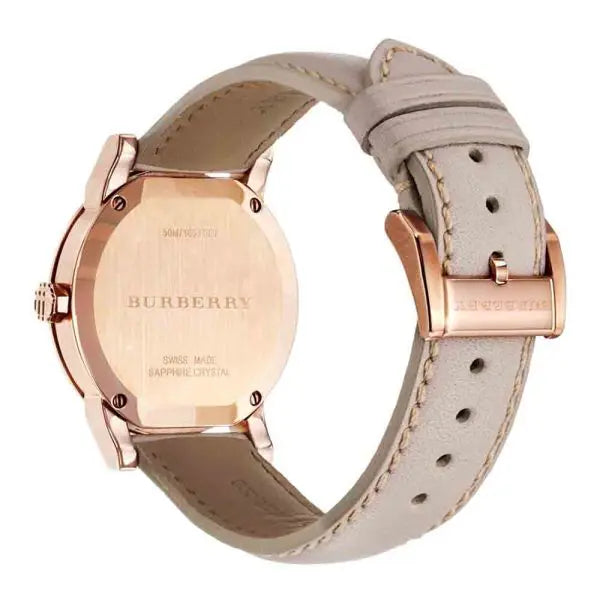 Burberry Women’s Swiss Made Leather Strap Gold Dial 34mm Watch BU9131