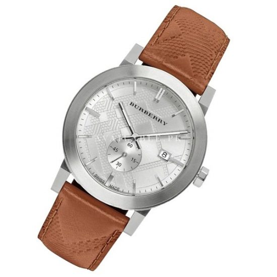Burberry Men’s Quartz Leather Strap Silver Dial 42mm Watch BU9904