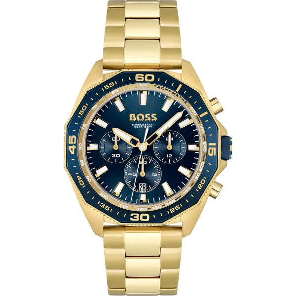 Hugo Boss Men’s Quartz Gold Stainless Steel Blue Dial 44mm Watch 1513973