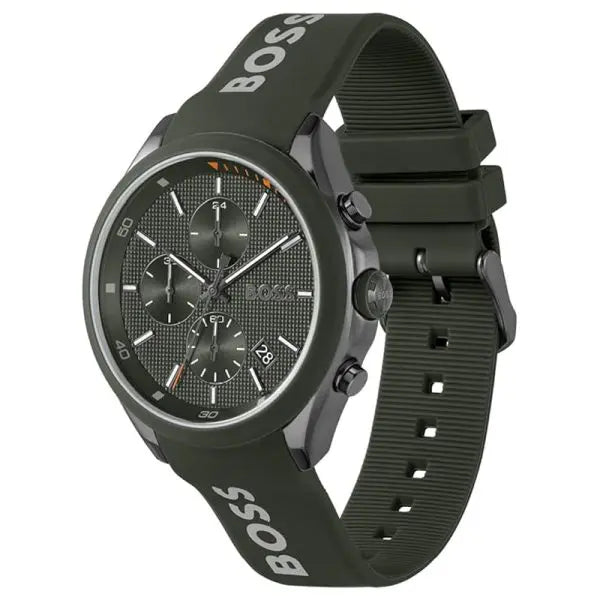 Hugo Boss Men’s Quartz Kai Green Silicone Strap Kai Green Dial 44mm Watch 1514060