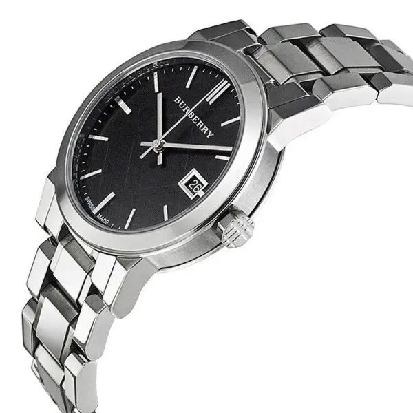 Burberry Women’s Swiss Made Stainless Steel Black Dial 34mm Watch BU9101