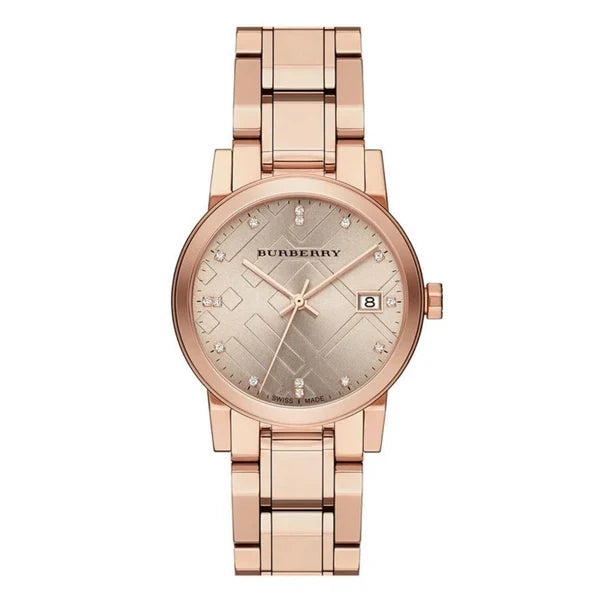 Burberry Women’s Swiss Made Stainless Steel Rose Gold Dial 34mm Watch BU9126