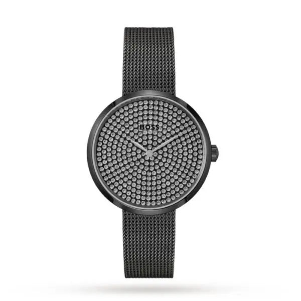 Hugo Boss Women’s Quartz Black Stainless Steel Crystal Pave Dial 36mm Watch 1502658