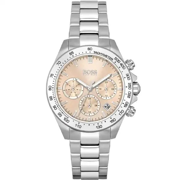 Hugo Boss Women’s Chronograph Quartz Silver Stainless Steel Beige Dial 38mm Watch 1502615