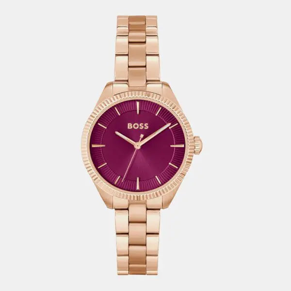 Hugo Boss Women’s Quartz Rose Gold Stainless Steel Sage Red Dial 32mm Watch 1502728