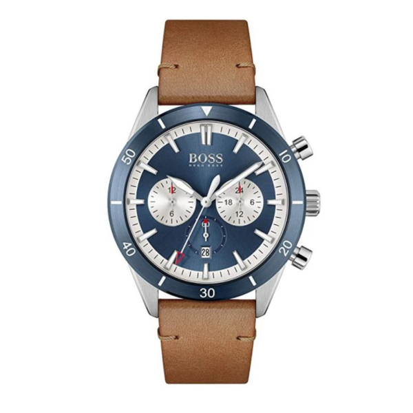 Hugo Boss Men’s Quartz Lather Strap Blue Dial 44mm Watch 1513860