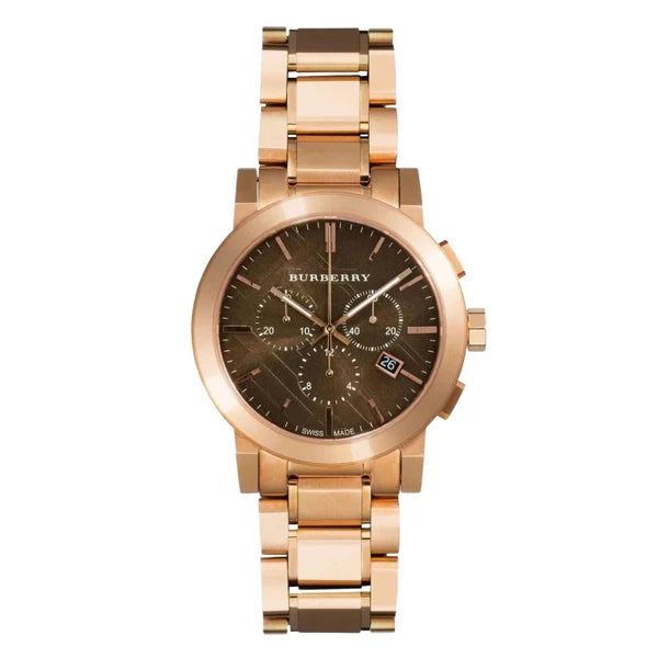 Burberry Men’s Swiss Made Gold-Tone Stainless Steel Grey Dial 42mm Watch BU9353