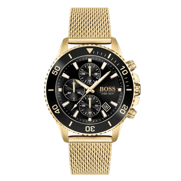 Hugo Boss Men’s Quartz Gold Stainless Steel Black Dial 46mm Watch 1513906