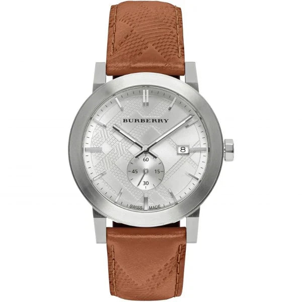 Burberry Men’s Quartz Leather Strap Silver Dial 42mm Watch BU9904