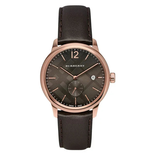 Burberry Men’s Swiss Made Leather Strap Brown Dial 40mm Watch BU10012