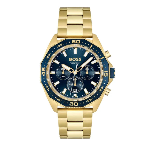 Hugo Boss Men’s Quartz Gold Stainless Steel Blue Dial 44mm Watch 1513973