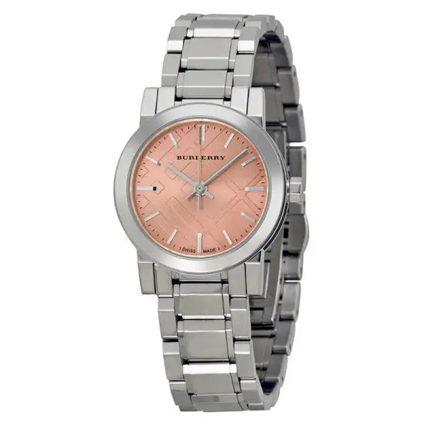 Burberry Women’s Swiss Made Quartz Silver Stainless Steel Pink Dial 27mm Watch BU9231