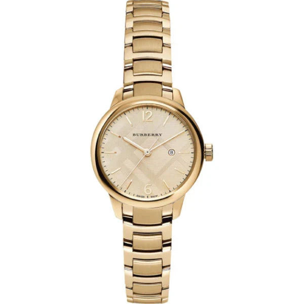 Burberry Women’s Swiss Made Quartz Gold Stainless Steel Gold Dial 32mm Watch BU10109