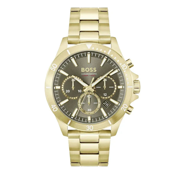 Hugo Boss Men’s Quartz Gold Stainless Steel Olive Green Dial 45mm Watch 1514059