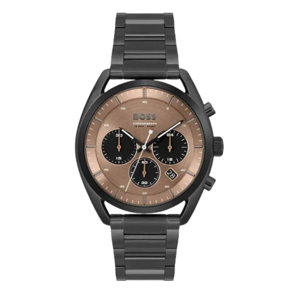 Hugo Boss Men’s Chronograph Quartz Black Stainless Steel Brown Dial 44mm Watch 1514095