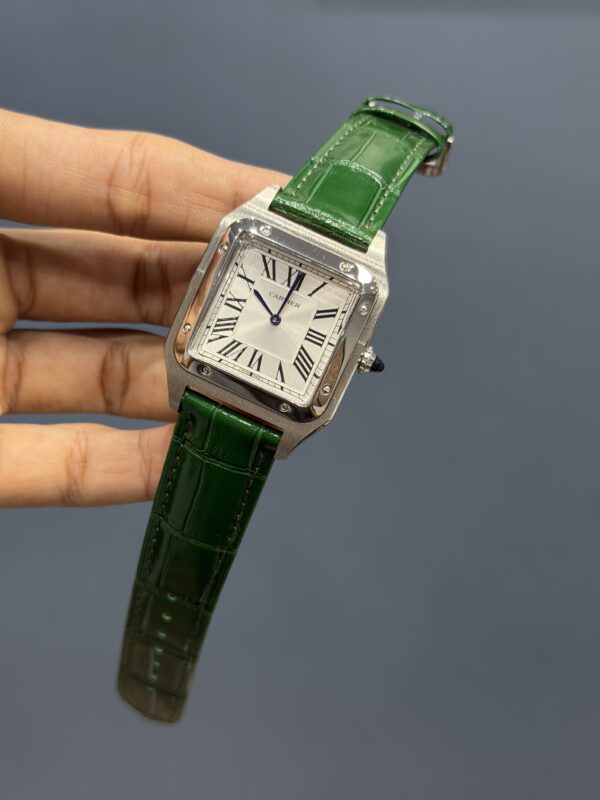 NEW COLLECTION SILVER CASE WITH WHITE DIAL & GREEN LEATHER STRAP