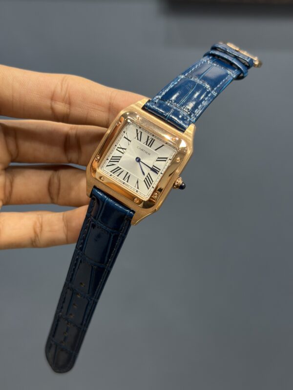 NEW COLLECTION ROSE GOLD CASE WITH WHITE DIAL & BLUE LEATHER STRAP