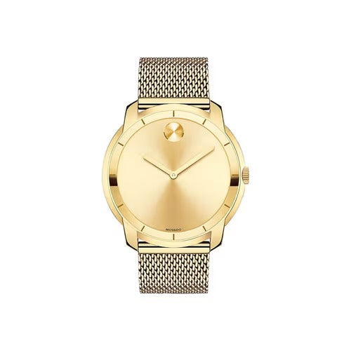 Movado Men’s Quartz Swiss Made Stainless Steel Gold Dial 44mm Watch 3600373