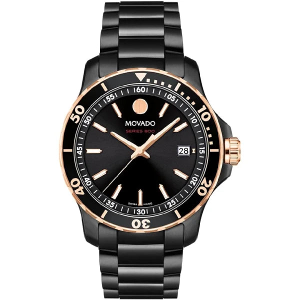 Movado Men’s Swiss Made Quartz Stainless Steel Black Dial 40mm Watch 2600162