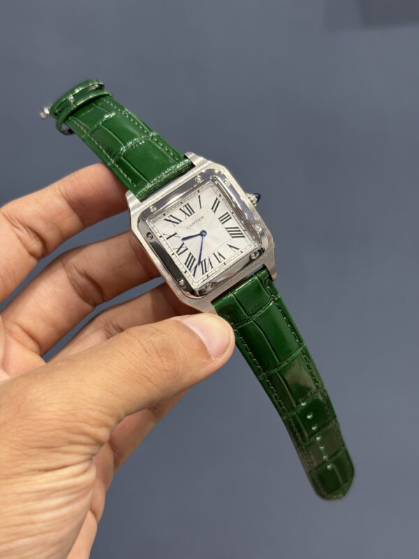 NEW COLLECTION SILVER CASE WITH WHITE DIAL & GREEN LEATHER STRAP