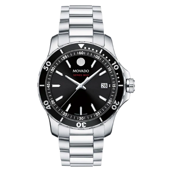 Movado Men’s Quartz Swiss Made Stainless Steel Black Dial 40mm Watch 2600135