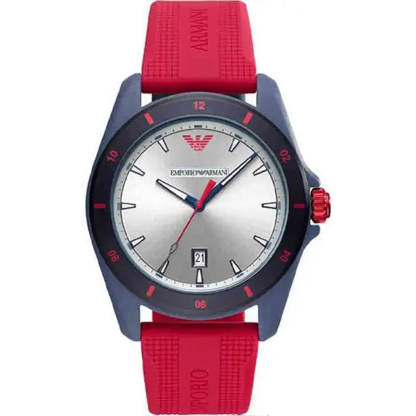 Emporio Armani Men’s Quartz Silicone Strap Red Dial 44mm Watch AR11219