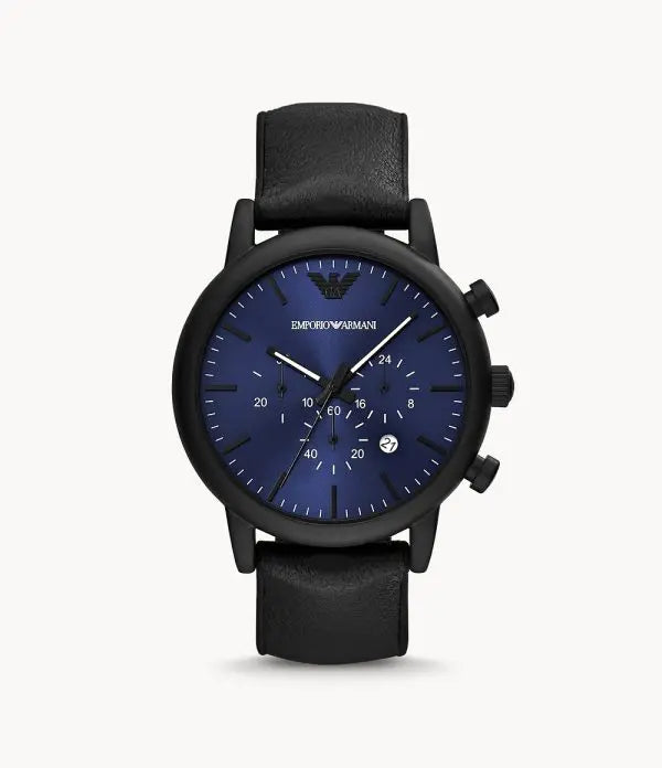Emporio Armani Men’s Quartz Leather Strap Blue Dial 46mm Watch AR11351