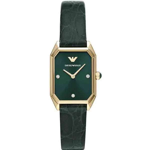 Emporio Armani Women’s Quartz Green Leather Strap Green Dial 24mm Watch AR11399