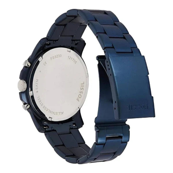 Fossil Men’s Chronograph Quartz Blue Stainless Steel Blue Dial 44mm Watch FS5230